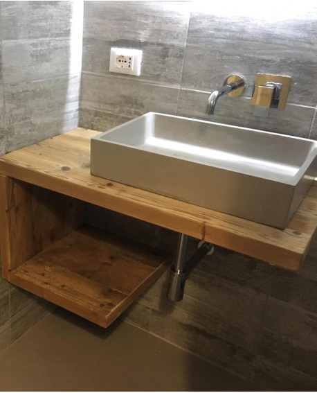 Mensola lavabo bagno - top mensolone legno Wengè