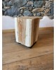 Tavolino / Comodino in tronco di legno vecchio e piedini in acciaio